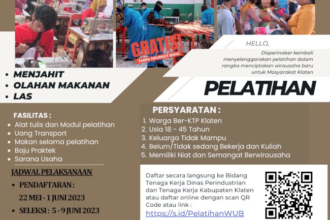 Pendaftaran Peserta Pelatihan Wira Usaha Baru DIBUKA!!