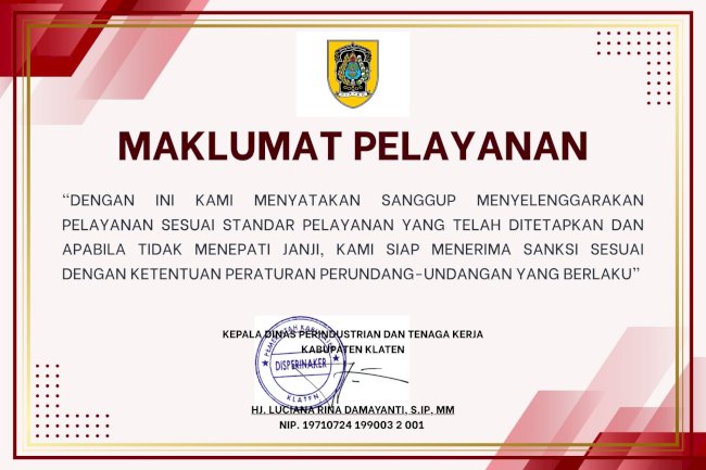 Maklumat Pelayanan DISPERINAKER