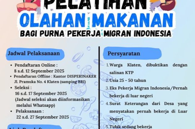Pelatihan Olahan Makanan untuk Purna PMI