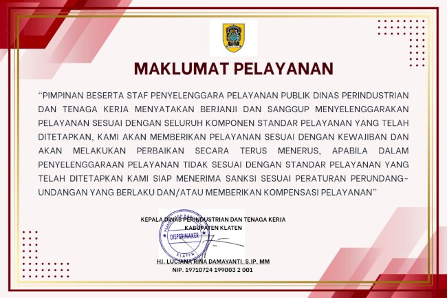 Maklumat Pelayanan DISPERINAKER
